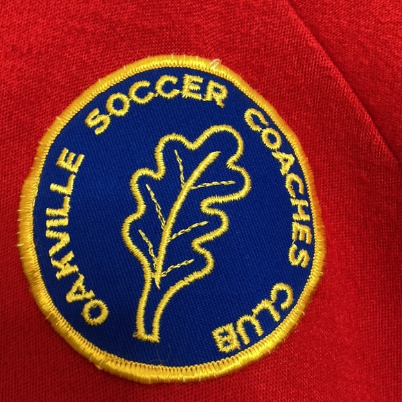 Vintage Sweater Mens XL Red Blue Full Zip Track Jacket 70s Soccer Coach Patches - Picture 9 of 14